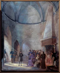 Satavuotinen sota: Tuomarit kuulustelevat Jeanne of Arcia (1412–1431)” Emile Deshaysin (1875–1946) maalaus 1901. Su. 0,73x0,6 m Rouen, Musee des Beaux Arts Huomio! Tämän teoksen käyttö voi edellyttää kolmannen osapuolen lupapyyntöä tai muuta