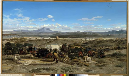 Leiriytyy keskipäivällä. Emile Loubonin (1809-1863) maalaus. Öljy kankaalle. Musee Granet, Aix en provence