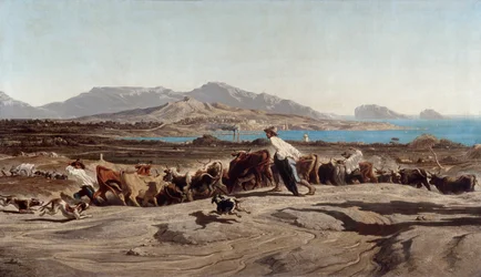 Näkymä Marseillesta, päiväkävelyllä Aygaladeissa - Emile Loubonin maalaus (1809-1863)