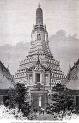 Suuren Wat-Chanin pagodin portaali, Bangkok. Piirustus Thérond.