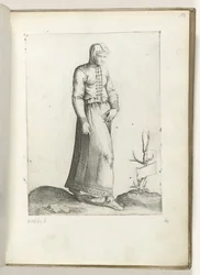 Een vrouw uit Espanjassa, gekleed volgens de mode van ca. 1550 Aikamme eri kansojen asenteet (sarjan nimi)