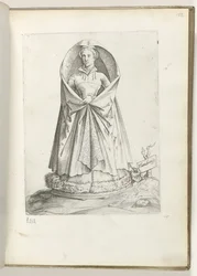Flanderi (otsikko esineessä) Een vrouw uit Vlaanderen, gekleed volgens de mode van ca. 1550 Aikamme eri kansojen asenteet (sarjan nimi)