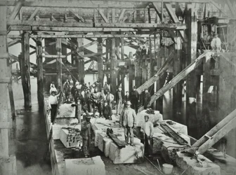 Blackfriars Bridge: rakennustyöläiset, 1869