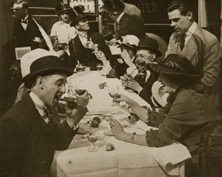 Derby Day -lounasjuhlat, painatus Horace W. Nichols, n. 1910 (syväpaino)
