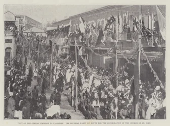 Saksan keisarin vierailu Palestiinassa, keisarillinen puolue matkalla Pyhän Johanneksen kirkon vihkimiseen