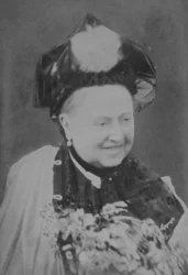 Juhlavuoden muotokuva kuningatar Victoriasta (1819-1901) nauraen, 21. kesäkuuta 1887 (seepiakuva)