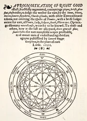 A Prognostication of Right Good, kirjoittanut Leonard Dygges, painanut Thomas Gemini, Blacke Friars, Lontoo, 1555