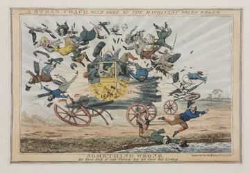 Höyrybussi, jossa osa koneista menee pieleen, n. 1825