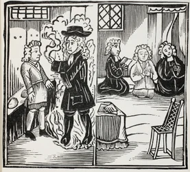 Kauhea ja kausittainen varoitus nuorille miehille, kuvitus John Ashtonin kirjasta Chap-books of the Eightenth Century, pubi. 1882