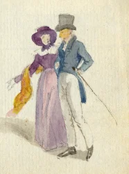Pari kiertelevä, n.1825 (wc paperilla)