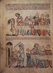 Lisää 47682 f.21v Salome, joka tanssii ennen Herodeksen ja Johannes Kastajan kuolemaa, 