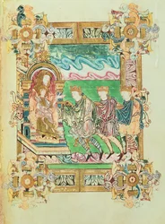 Lisää 49598 f.24b Adoration of the Magi, St. Aethelwoldin benedictionalista, Winchester, n. 980 (vellum)