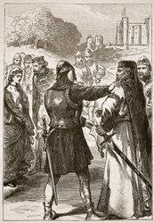 Gloucesterin herttuan pidätys, kuvitus Cassells Illustrated History of Englandista (seepiakuva)