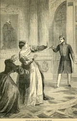 Don Miguelin hyökkäys hänen siskoaan vastaan, otettu Cassells Illustrated History of Englandista, 18571858