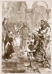 Prinsessa Isabellan kihlaus Richardille, kuvitus Cassells Illustrated History of Englandista (seepiakuva)