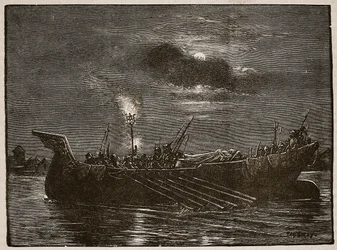 Kuningas Henryn hautaaminen, kuvitus Cassells Illustrated History of Englandista (seepiakuva)
