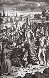 Palavat marttyyrit, kuvitus teoksesta "Foxes Martyrs" n. 1703 (litografia).