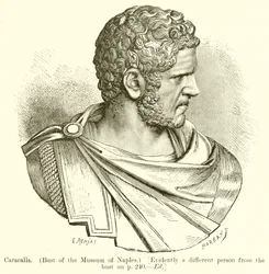 Caracalla. (Napolin museon rintakuva.) [Ilmeisesti eri henkilö kuin rintakuva sivulla s. 240. Toim.]