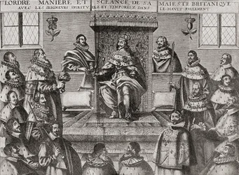 Kaarle I ylähuoneessa vuonna 1648, J. R. Greenin vuonna 1893 julkaisemasta teoksesta "A Short History of the English People".