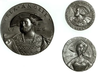 Henry VIII:ta ja Anne Boleyniä kuvaavat kolikot (kulta)