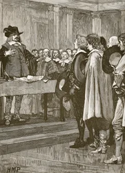 Cromwell kieltäytyy kruunusta, kuvitus Cassells Illustrated History of Englandista (seepiakuva)