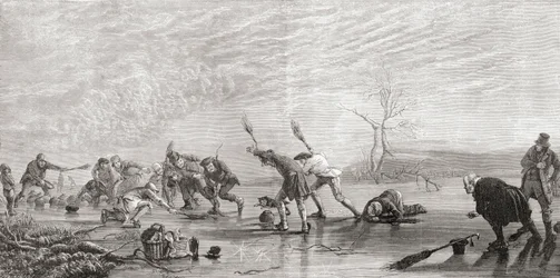 Curling 1800-luvulla, Samuel G. Greenin vuonna 1886 julkaistusta Skotlannin kynällä ja lyijykynällä piirretyistä kuvista (litho)