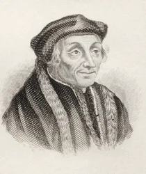 Desiderius Erasmus Roterodamus, "Crabbes Historical Dictionary" -sanakirjasta, julkaistu vuonna 1825 (litho)