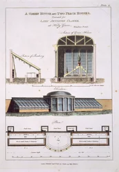 Suunnittelu vihreälle talolle ja kahdelle persikkatalolle, 1806