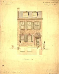 Suunnitelma Haymarketin pientä teatteria varten, noin 1800 (vesiväri paperille).