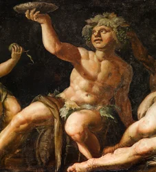 Yksityiskohta maalatusta paneelista, Elysium-huone, Bolsoverin linna (öljy paneelille)