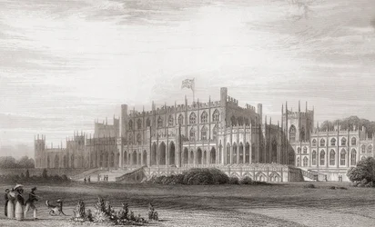 Eaton Hall, Cheshire, Englanti 1800-luvun alussa. Churtonin muotokuva- ja maisemagalleriasta, julkaistu 1836.