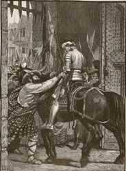 Edinburgh Floddenin jälkeen, kuvitus Cassells Illustrated History of Englandista (seepiakuva)