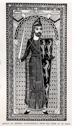 Geoffrey Plantagenetin (1113-1150) kuva hänen haudastaan Le Mansissa