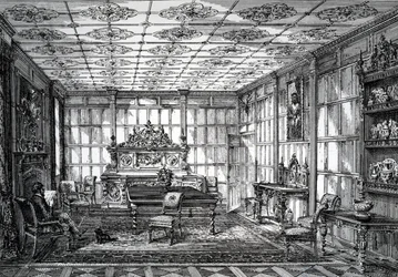 Elizabethan Dining Room, julkaistu The House-Furnisher & Decoratorissa, 1. lokakuuta 1872