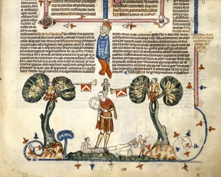 F.94 Mies soittamassa Fifea ja rumpua, Smithfield Decretals, n. 1340 (vellum)