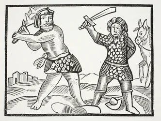 Ferragus kokoaa mahtavan armeijan ja piirittää Acquitainin kaupungin. John Ashtonin pubi on kuvituksena Chap-books of the Eightenth Century. 1882