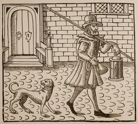 Etukappale The Bellman of Londonista, kirjoittanut Thomas Dekker (1572-1632), 1616 (seepiakuva)