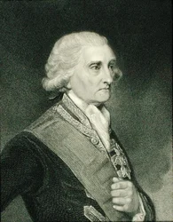 George Brydges Rodney (1718-92) 1. Baron Rodney Stoke-Rodneysta, "Gallery of Portraits" -julkaisusta, julkaistu vuonna 1833 (kaiverrus)