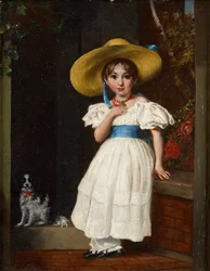Tyttö olkihatussa, n. 1840