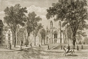 Gore Hall, Harvardin yliopisto noin vuonna 1870, Religious Tract Societyn julkaisemasta teoksesta 