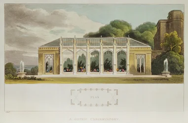 Goottilainen konservatorio, 1832 (värikaiverrus)