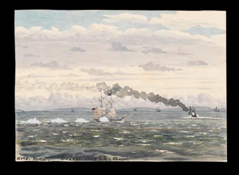 HMS "Rolla" Doverin edustalla, kallioilta katsottuna.