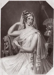 Helenen vaimo de Menelas (Troilun ja Cressidan historia) Helen, Menelaoksen vaimo, asuu Pariisin (Troilus ja Cressida) kanssa - "" Galerie des femmes de Shakespeare, kokoelma 45 vakavaa muotokuvaa Lontoon ensimmäisiltä taiteilijoilta, rikastettu wi