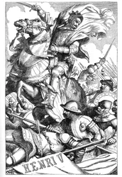 Henry V - (The Chronicle History of Henry the Fifth) - Kuvitus kirjassa "" Completes de William Shakespeare"" 1866 - Tämän painoksen kuvitukset ja yleinen muoto on lainattu Cassellin kuvitetusta Shakespearesta, joka julkaistiin Lontoossa