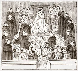 Henry V ja hänen parlamenttinsa (British Museumin Harleian MMS:stä), kuvitus James Aitken Wylien (1808-1890) teoksesta The History of Protestantism, pub. 1878