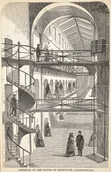 The Interior of the House of Detention, Clerkenwell, kuvitus Lontoon rikosvankiloista ja Henry Mayhew