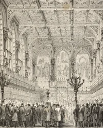 The Interior of the House of Lords, William Hickman Smith Aubreyn (1858-1916) julkaisusta The National and Domestic History of England, julkaistu Lontoossa, noin 1890