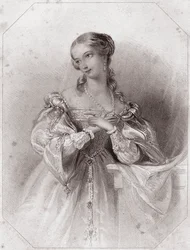 Juliette (Romeo ja Julia - Romeo ja Julia) - "" Galerie des femmes de Shakespeare, kokoelma 45 vakavaa muotokuvaa Lontoon ensimmäisiltä taiteilijoilta, rikastettu kriittisillä ja kirjallisilla huomautuksilla""" noin 1838 - "" Gallery ofista naiset o