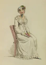 Naisten aamumekko, muotilautanen Ackermanns Repository of Artsilta, 1815