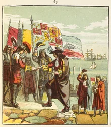 "William of Orangen laskeutuminen". 5. marraskuuta 1688 William hyökkäsi Englantiin.